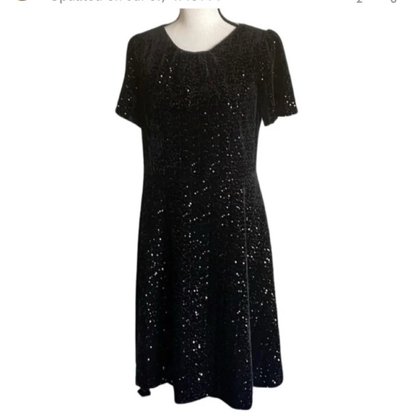 RSVP by Talbots 6 NWOT Black Velvet Sequin Social Dress Party Cocktail Dinner - Picture 1 of 6